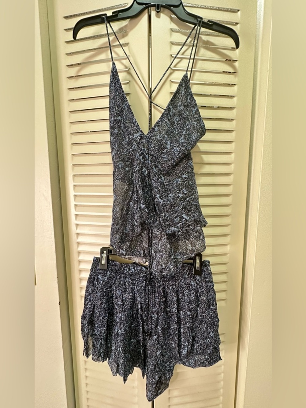 Zara Navy and Light Blue Printed short and top set.